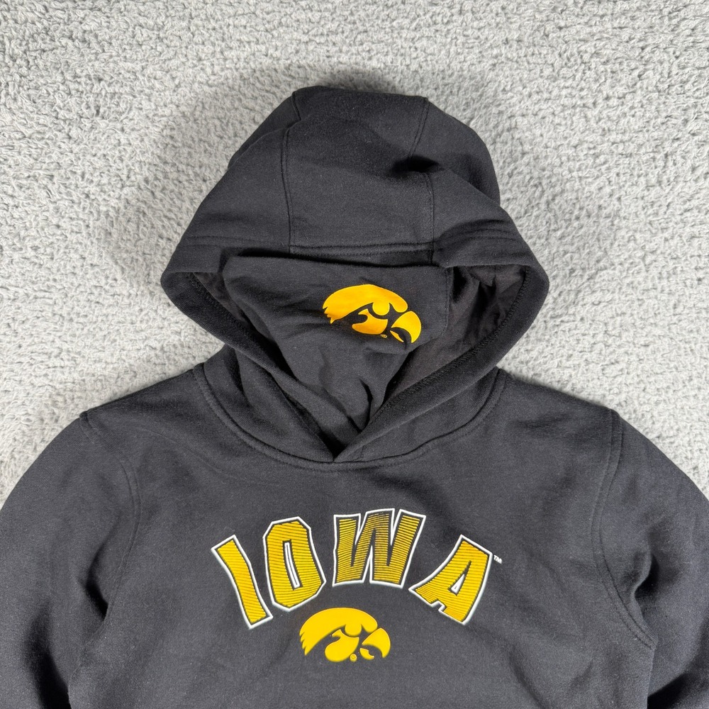 Iowa Hawkeyes Hoodie Youth Medium Black NCAA University Sweatshirt w/Facemask - Picture 2 of 8